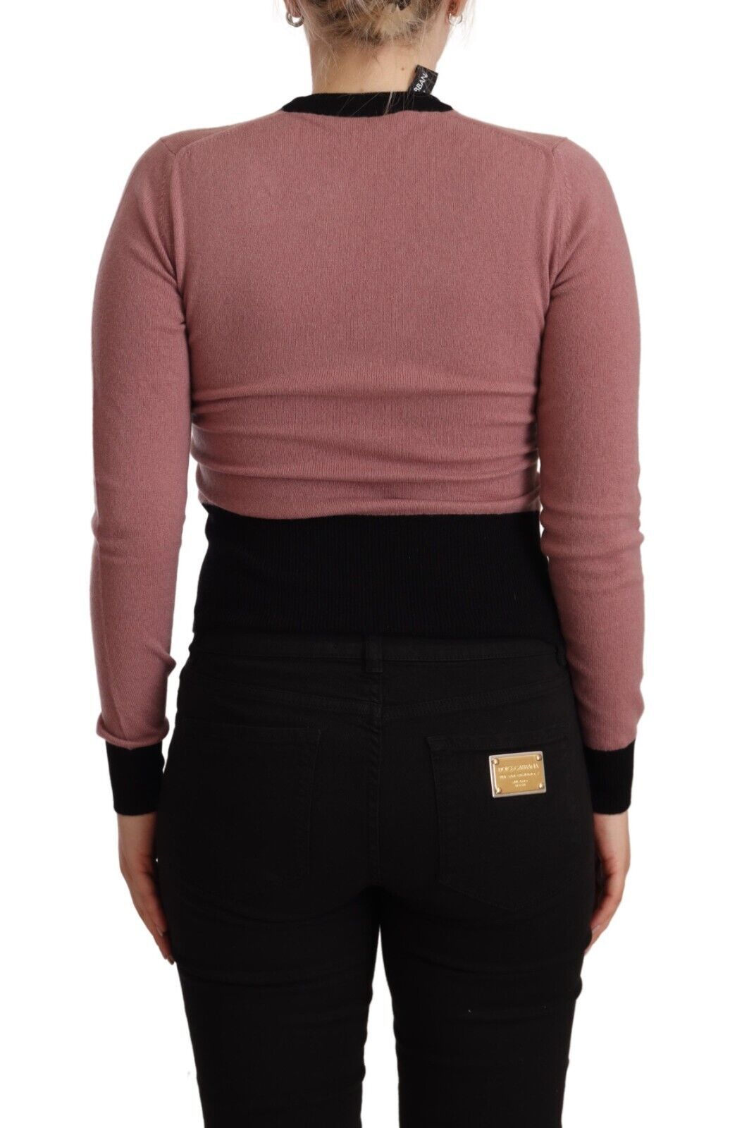 Dolce &amp; Gabbana Pink Cashmere Crewneck Tailoring Pullover Sweater