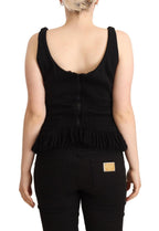 Ermanno Scervino Black Cotton Sleeveless Tank Casual Top