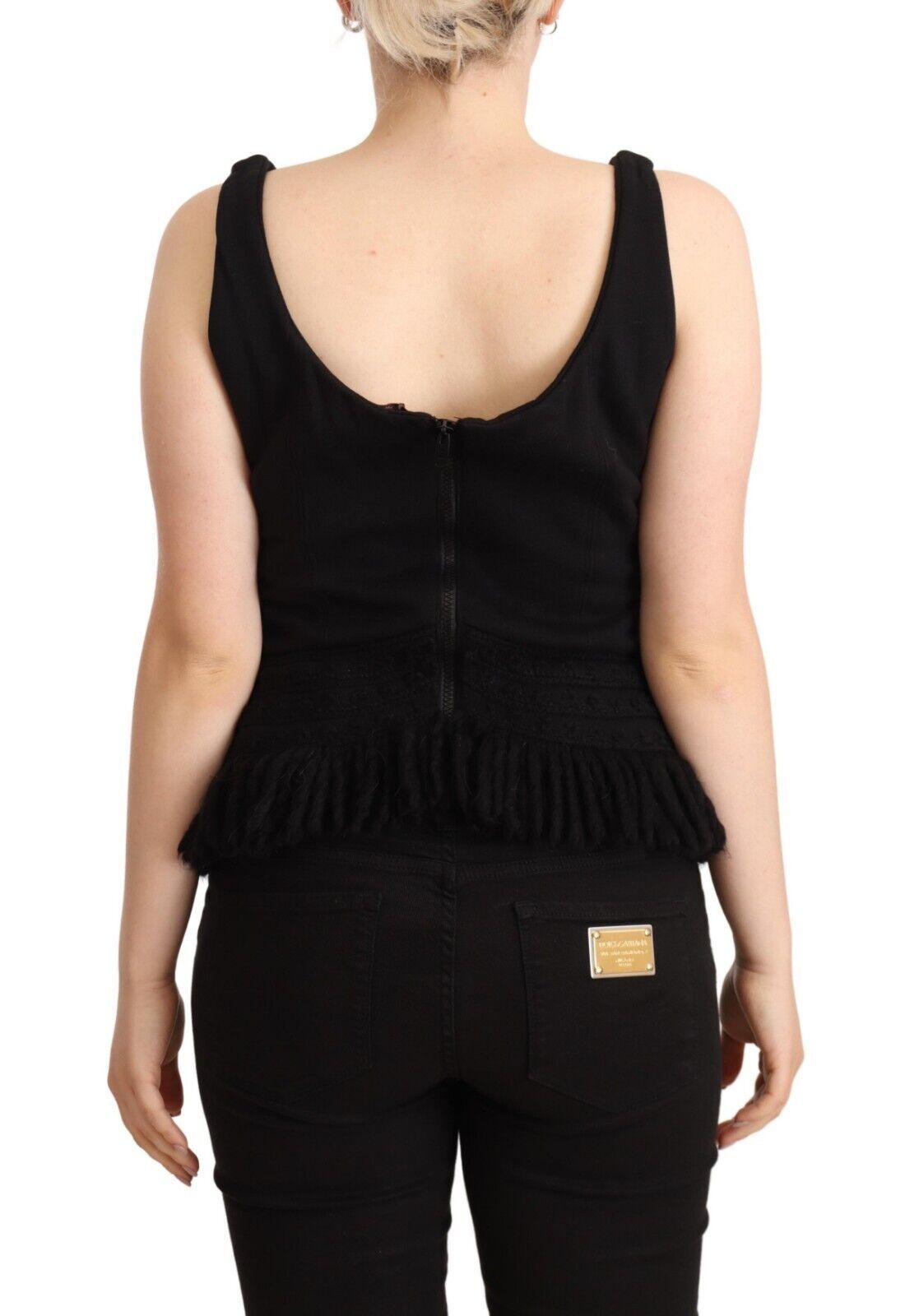 Ermanno Scervino Black Cotton Sleeveless Tank Casual Top
