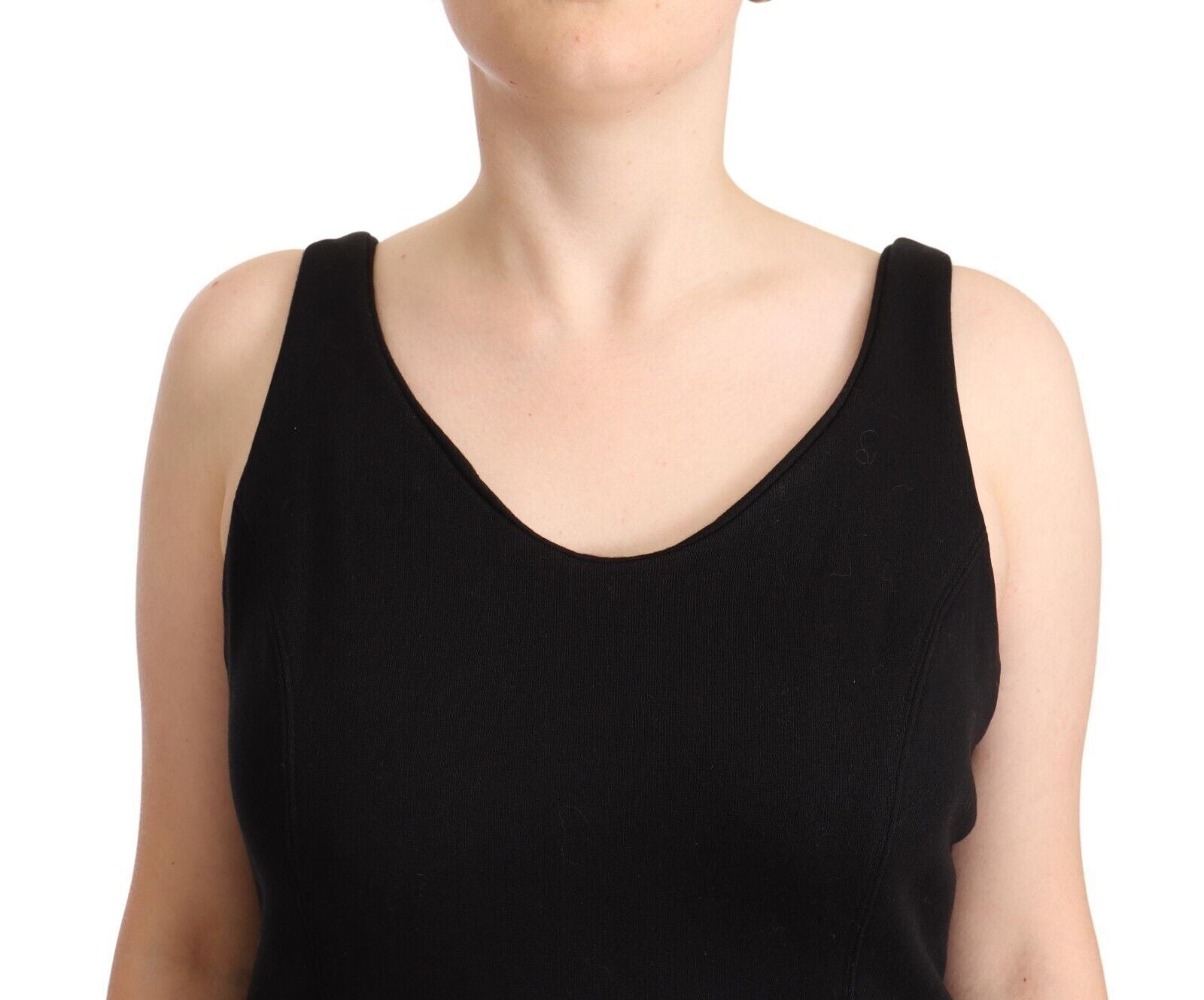 Ermanno Scervino Black Cotton Sleeveless Tank Casual Top