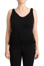 Ermanno Scervino Black Cotton Sleeveless Tank Casual Top