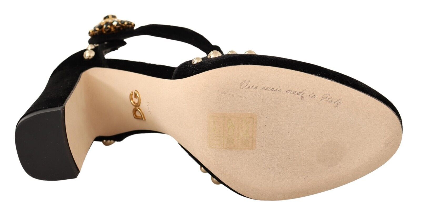 Dolce &amp; Gabbana Black Mary Jane Pumps Roses Crystals Shoes