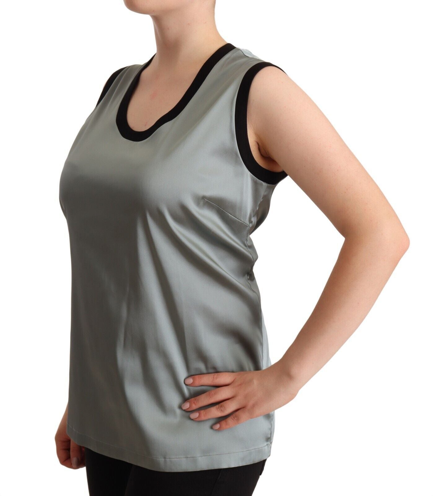 Dolce &amp; Gabbana Silver Round Neck Sleeveless Casual Tank Top