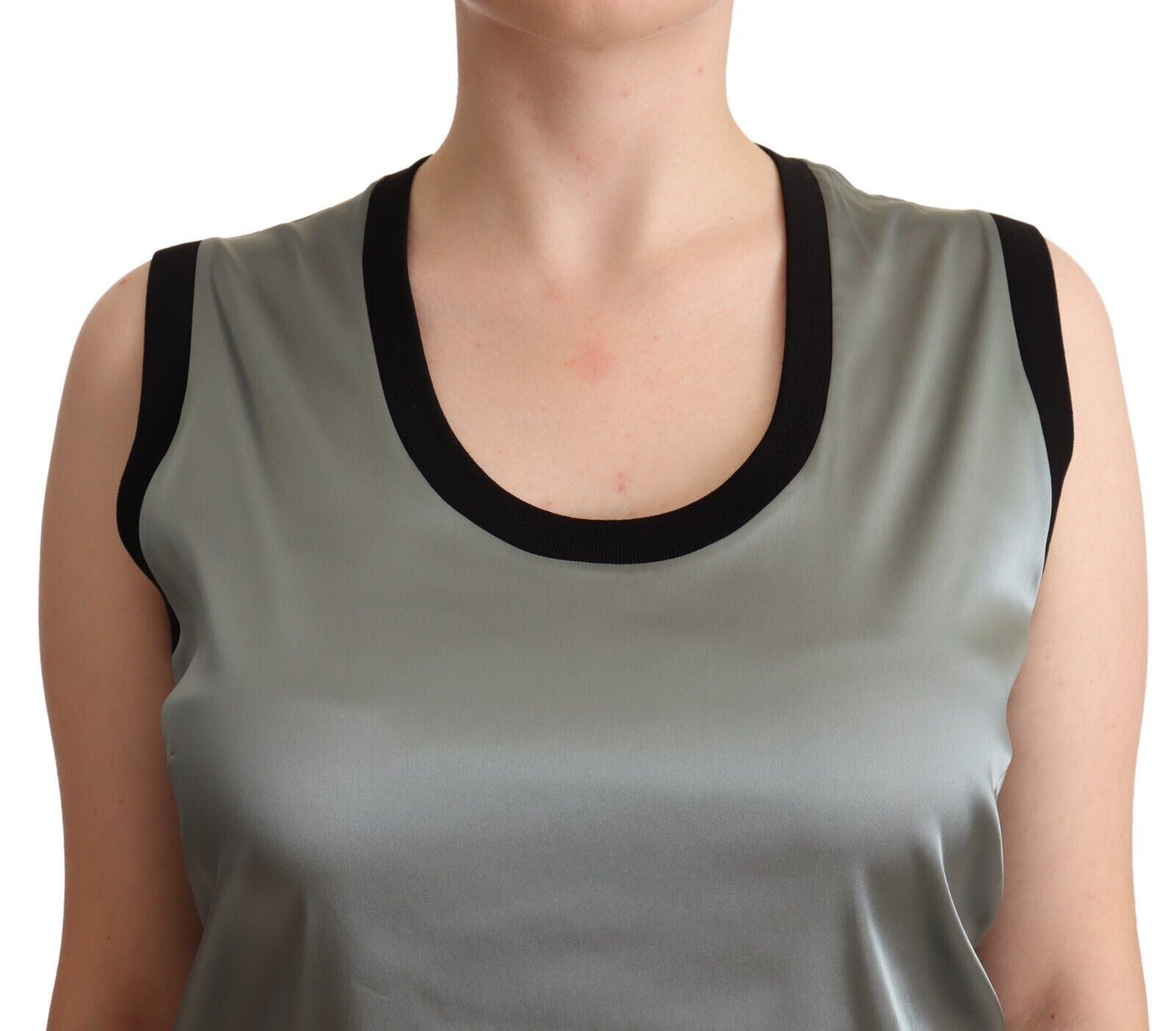 Dolce &amp; Gabbana Silver Round Neck Sleeveless Casual Tank Top