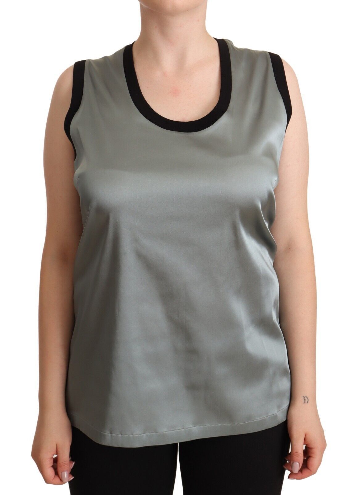 Dolce &amp; Gabbana Silver Round Neck Sleeveless Casual Tank Top