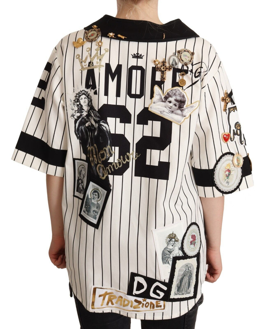 Dolce &amp; Gabbana White Cotton Crystal Charms Love Shirt