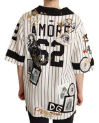 Dolce &amp; Gabbana White Cotton Crystal Charms Love Shirt