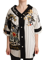 Dolce &amp; Gabbana White Cotton Crystal Charms Love Shirt