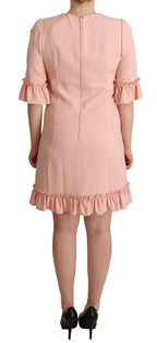 Dolce &amp; Gabbana Pink Ruffled Sleeves Viscose Sheath Dress
