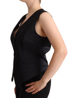 Dolce &amp; Gabbana Black Button Down Sleeveless Vest Waiscoat Top