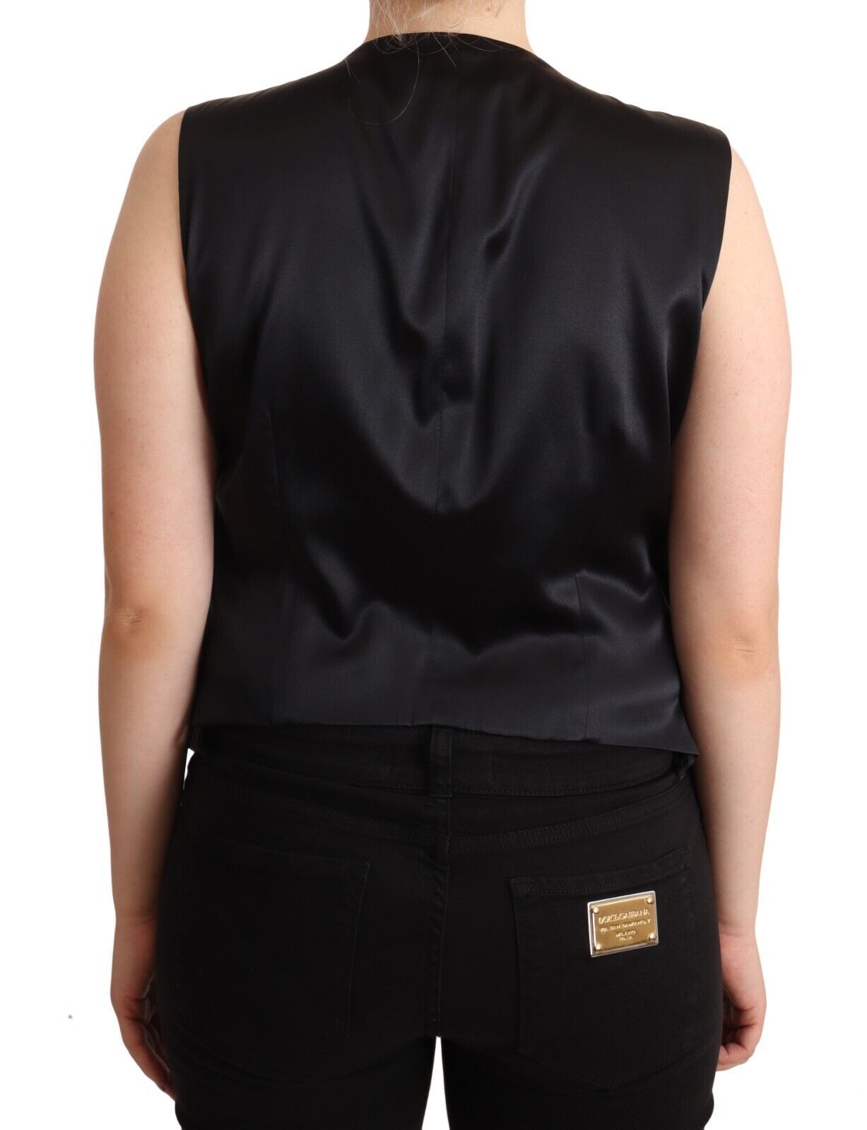 Dolce &amp; Gabbana Black Button Down Sleeveless Vest Waiscoat Top