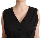 Dolce &amp; Gabbana Black Button Down Sleeveless Vest Waiscoat Top
