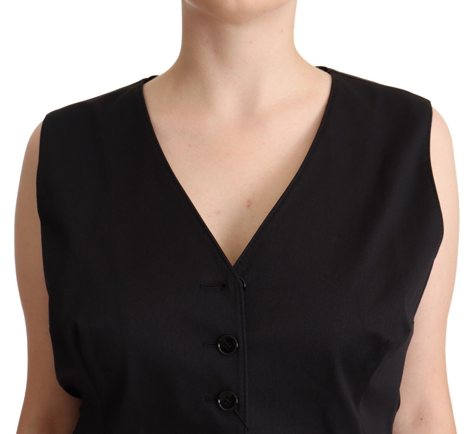 Dolce &amp; Gabbana Black Button Down Sleeveless Vest Waiscoat Top