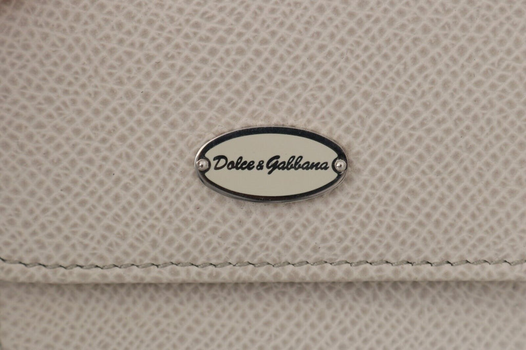 Dolce &amp; Gabbana White Dauphine Leather Holder Pocket Wallet Condom Case
