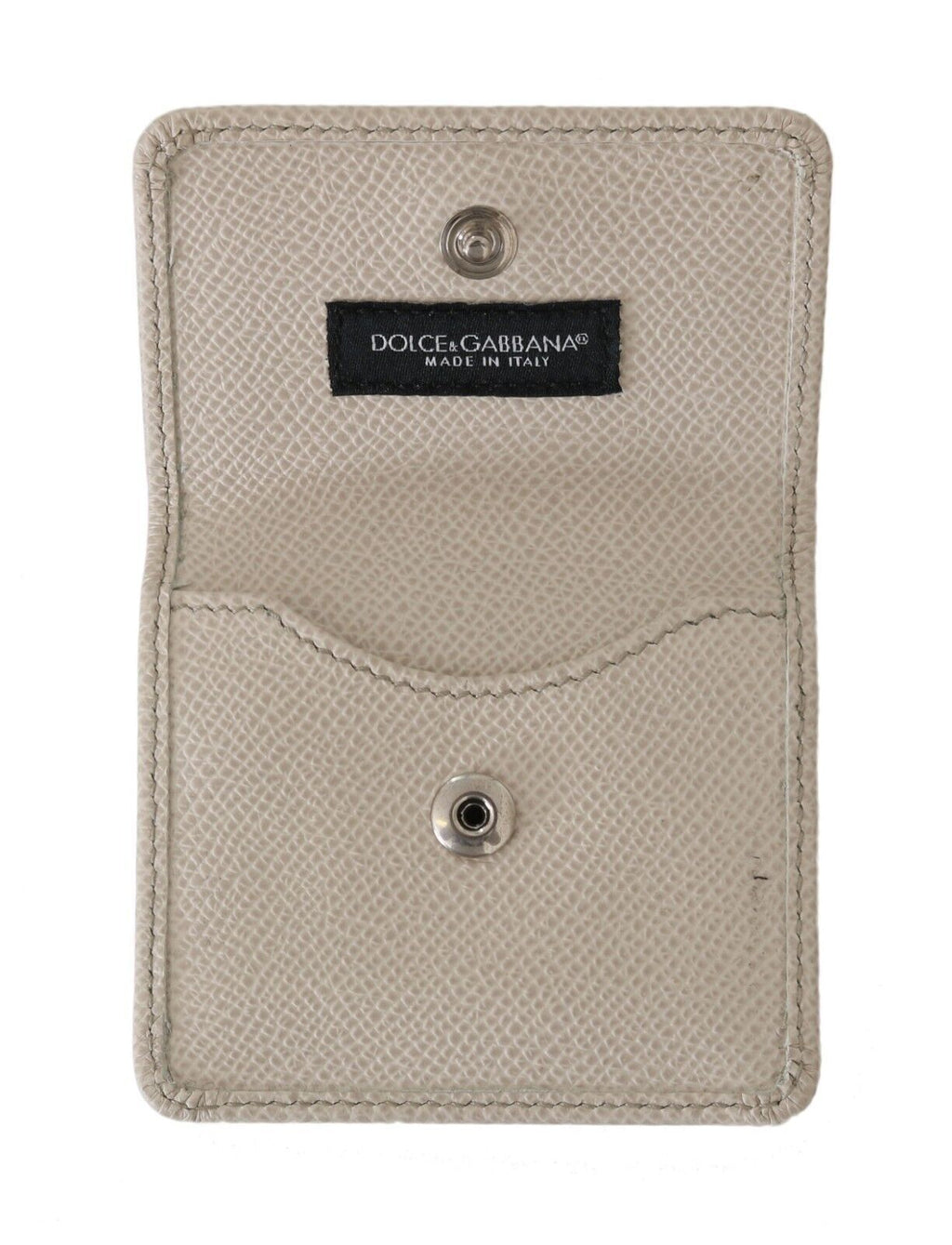 Dolce &amp; Gabbana White Dauphine Leather Holder Pocket Wallet Condom Case