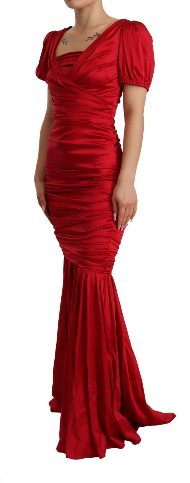 Dolce &amp; Gabbana Red Silk Stretch Sheath Mermaid Gown Dress
