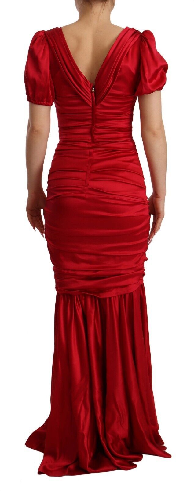 Dolce &amp; Gabbana Red Silk Stretch Sheath Mermaid Gown Dress