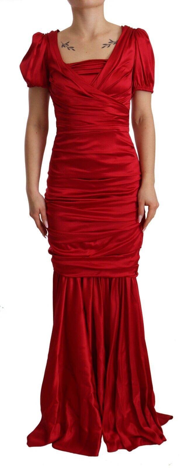 Dolce &amp; Gabbana Red Silk Stretch Sheath Mermaid Gown Dress