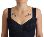 Dolce &amp; Gabbana Dark Blue Cotton Denim Sheath Midi Dress