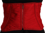 Dolce &amp; Gabbana Red Corset Belt Stretch Waist Strap Silk Top