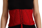 Dolce &amp; Gabbana Red Corset Belt Stretch Waist Strap Silk Top