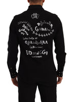 Dolce &amp; Gabbana Black Slim Cotton Denim Stretch Shirt