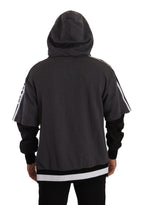 Dolce &amp; Gabbana Gray Black Cotton Hooded #DGMILLENNIALS Sweater