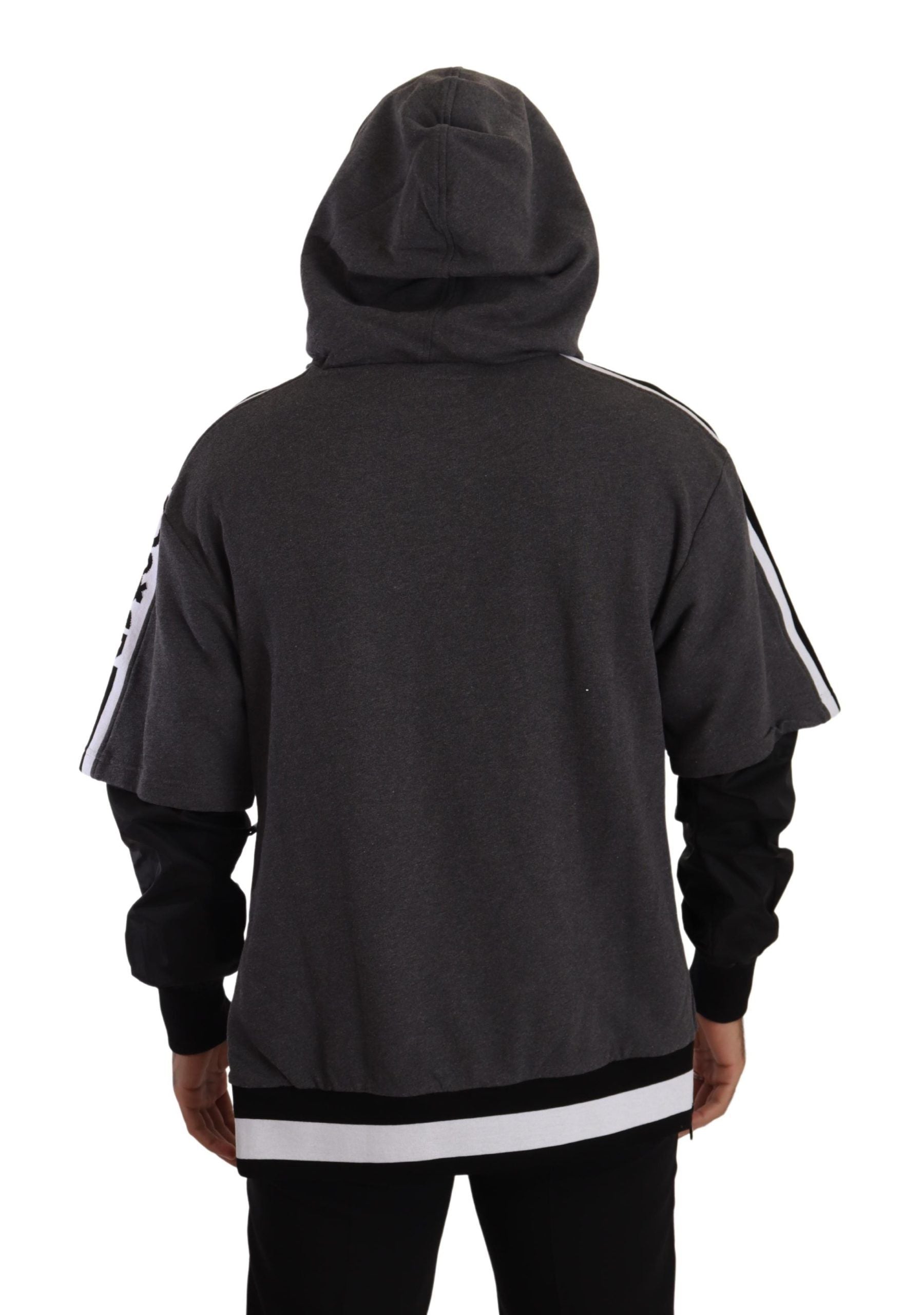 Dolce &amp; Gabbana Gray Black Cotton Hooded #DGMILLENNIALS Sweater