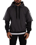 Dolce &amp; Gabbana Gray Black Cotton Hooded #DGMILLENNIALS Sweater