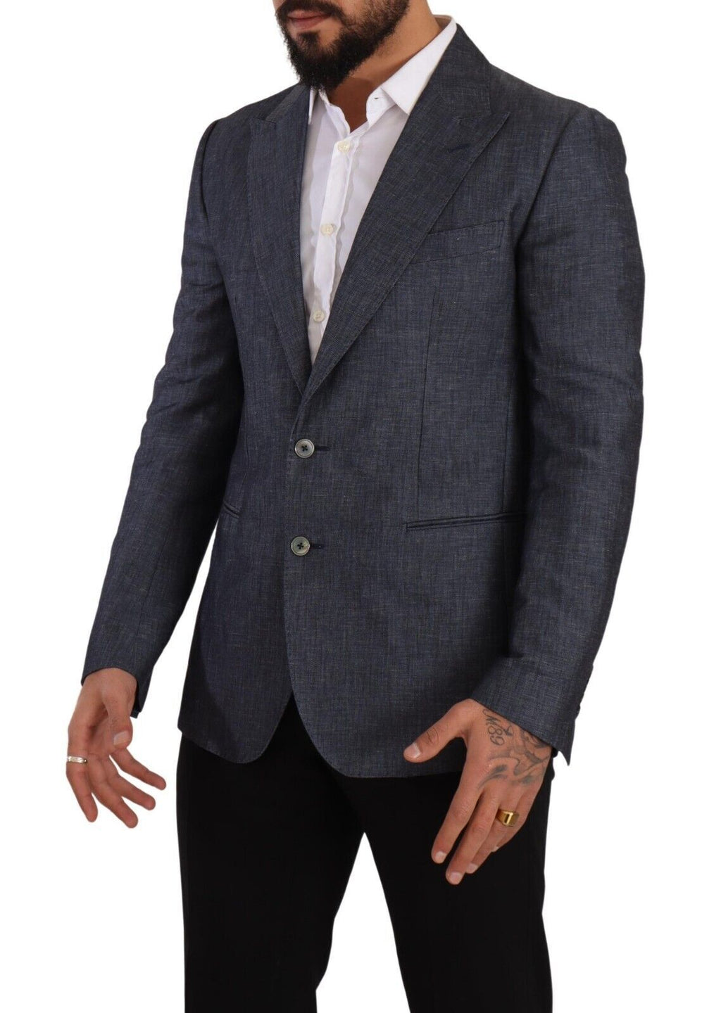 Dolce &amp; Gabbana Blue Linen Cotton Jacket TAORMINA Blazer