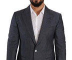 Dolce &amp; Gabbana Blue Linen Cotton Jacket TAORMINA Blazer