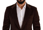Dolce &amp; Gabbana Brown Corduroy Slim Fit Coat DG Logo Blazer
