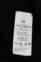 Dolce &amp; Gabbana Black Silk Floral Embroidered Polo Top