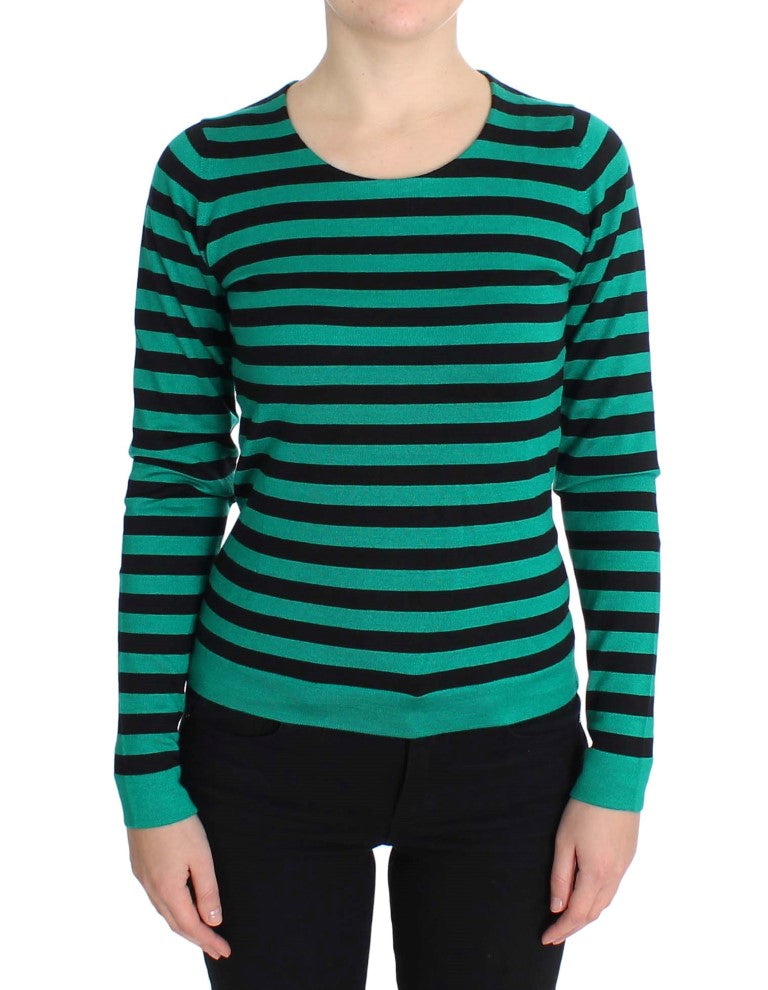 Dolce &amp; Gabbana Green Black Silk Cashmere Sweater