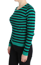 Dolce &amp; Gabbana Green Black Silk Cashmere Sweater