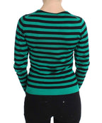 Dolce &amp; Gabbana Green Black Silk Cashmere Sweater