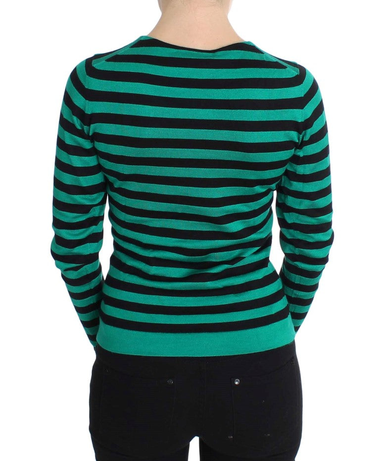 Dolce &amp; Gabbana Green Black Silk Cashmere Sweater