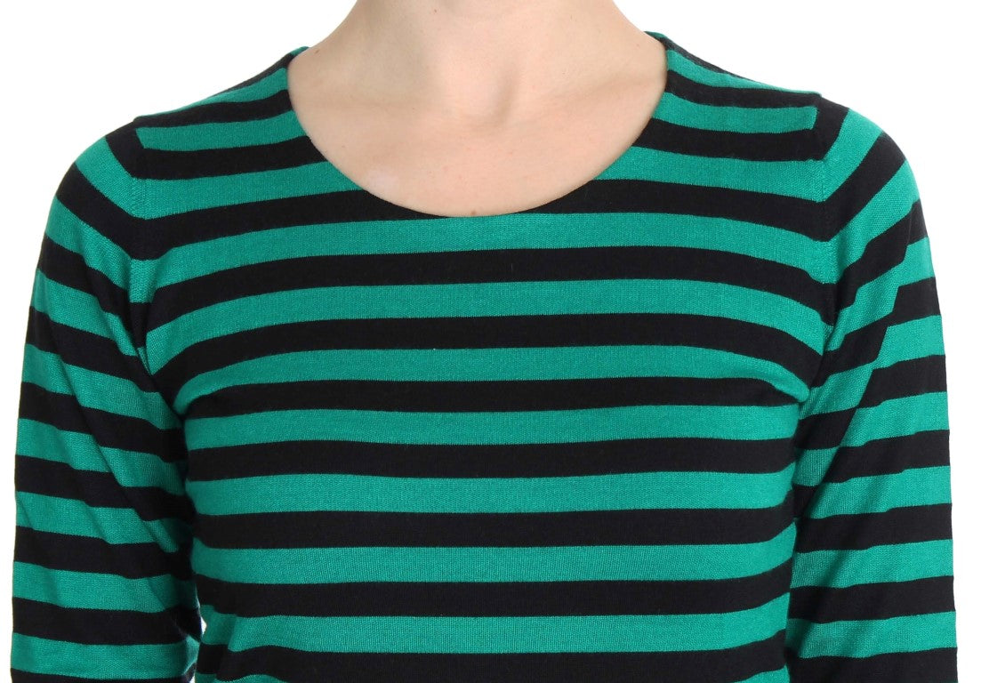 Dolce &amp; Gabbana Green Black Silk Cashmere Sweater