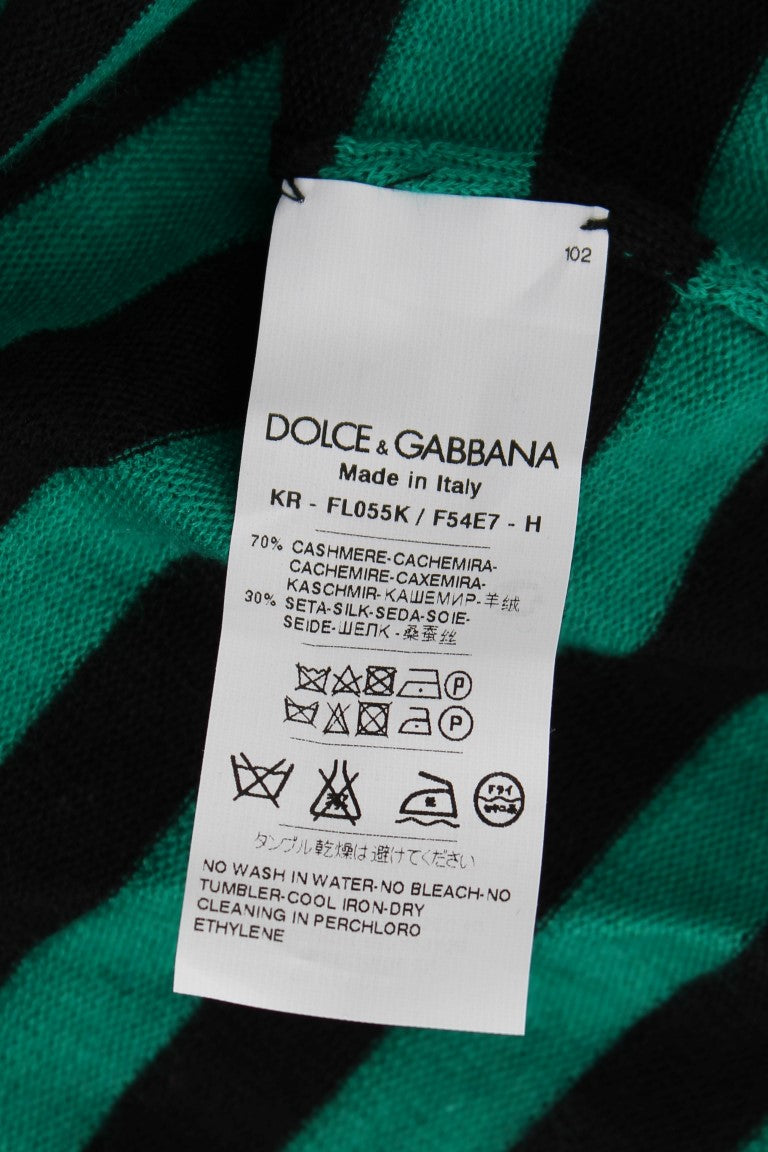 Dolce &amp; Gabbana Green Black Silk Cashmere Sweater
