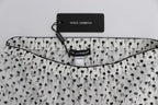Dolce & Gabbana White Black Floral Lace Silk Sleepwear Shorts