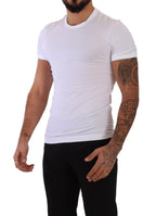 Dolce &amp; Gabbana White Round Neck Cotton Stretch T-shirt Underwear