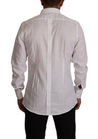 Dolce &amp; Gabbana White GOLD Cotton Slim Fit Dress Formal Shirt