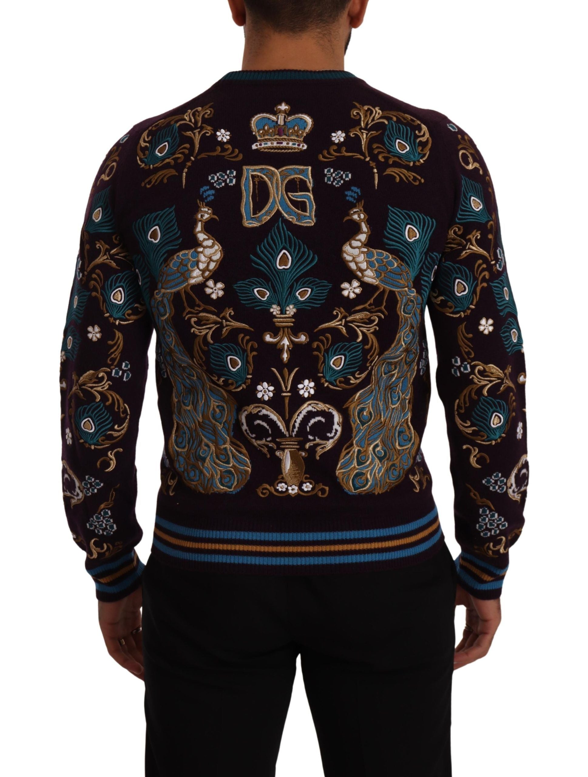 Dolce &amp; Gabbana Bordeaux Cashmere DG Crown Embroidered Sweater