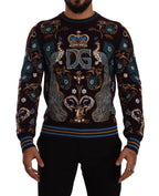 Dolce &amp; Gabbana Bordeaux Cashmere DG Crown Embroidered Sweater