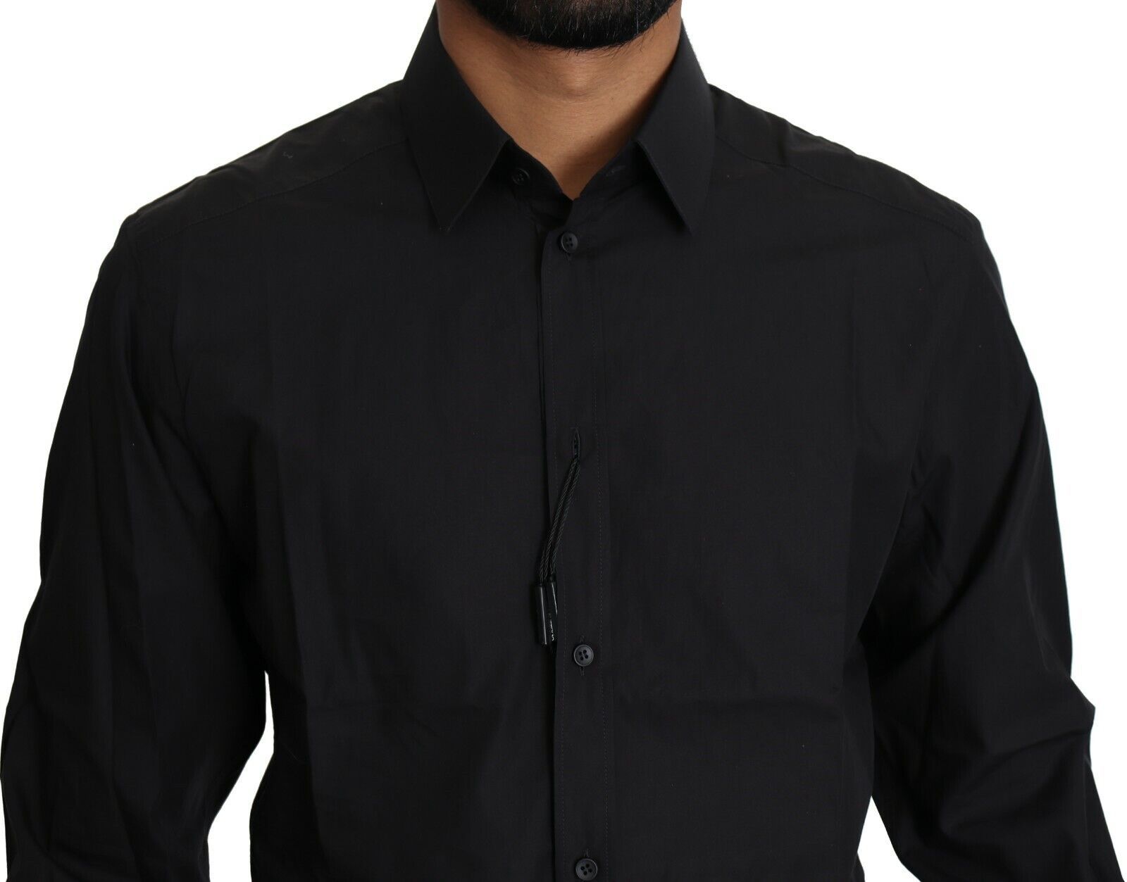 Dolce &amp; Gabbana Black Cotton Formal Dress Men Top Shirt