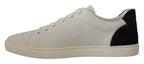 Dolce &amp; Gabbana White Black Leather Low Shoes Sneakers