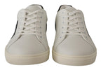 Dolce &amp; Gabbana White Black Leather Low Shoes Sneakers