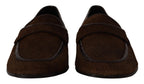 Dolce &amp; Gabbana Shoes Dress Loafers Brown Leather Slip Shoes