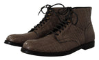 Dolce &amp; Gabbana Gray Crocodile Leather Derby Boots