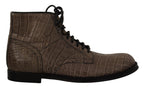 Dolce &amp; Gabbana Gray Crocodile Leather Derby Boots